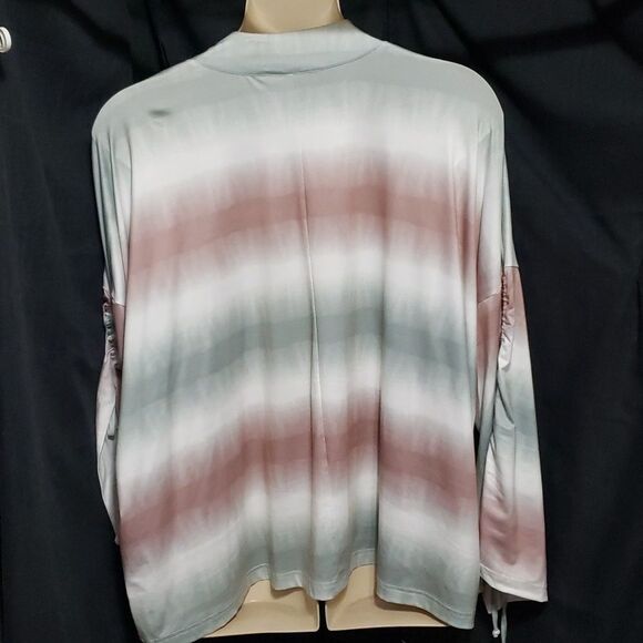 Cato Open Front; Mid-Weight; Ombre Striped; Tied Sleeve Cardigan. Size 26/28W - Picture 7 of 14